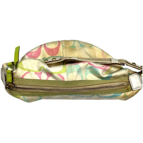 Coach Y2K Hobo Bag White Scribble C Canvas Small Purse Leather Accent Sold As Is - Picture 7 of 9